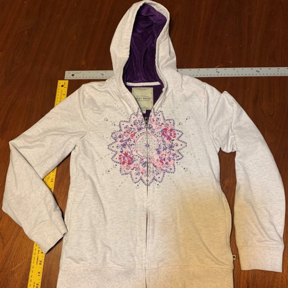 Hoodie Sweatshirt Lucky Brand Girls Large 14/16 Microfiber Lined